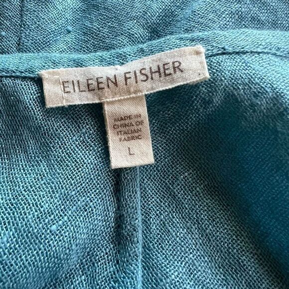 New Eileen Fisher Top Blouse Pullover 100% Linen Gauze Light Blue Size L - Picture 3 of 3